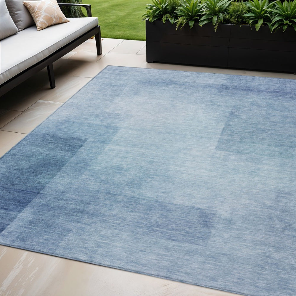 HomeRoots 5' Stylish Blue Geometric Washable Area Rug for Indoor and Outdoor Spaces - Durable & Easy Care 5' X 8' 608089