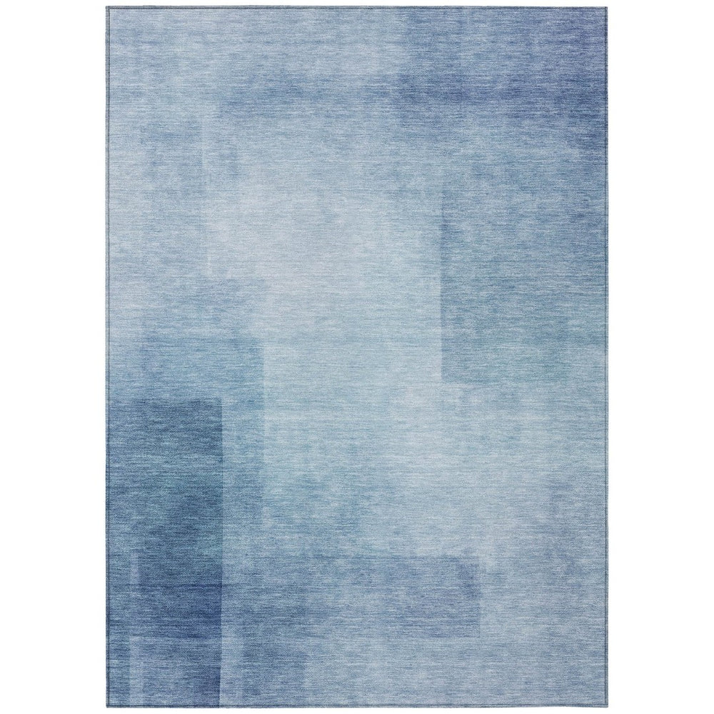 HomeRoots 5' Stylish Blue Geometric Washable Area Rug for Indoor and Outdoor Spaces - Durable & Easy Care 5' X 8' 608089