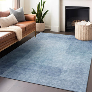 HomeRoots 5' Stylish Blue Geometric Washable Area Rug for Indoor and Outdoor Spaces - Durable & Easy Care 5' X 8' 608089
