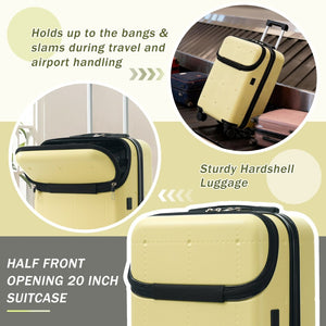 English Elm Luggage 5 Piece Hardside Abs Set with Front Access Carry on and Tsa Spinner Wheels Yellow N732P391557Y
