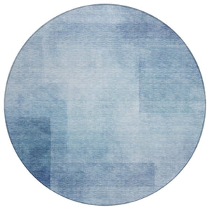 HomeRoots 5' Stylish Blue Geometric Washable Area Rug for Indoor and Outdoor Spaces - Durable & Easy Care 8' Round 608090