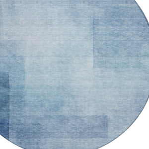 HomeRoots 5' Stylish Blue Geometric Washable Area Rug for Indoor and Outdoor Spaces - Durable & Easy Care 8' Round 608090
