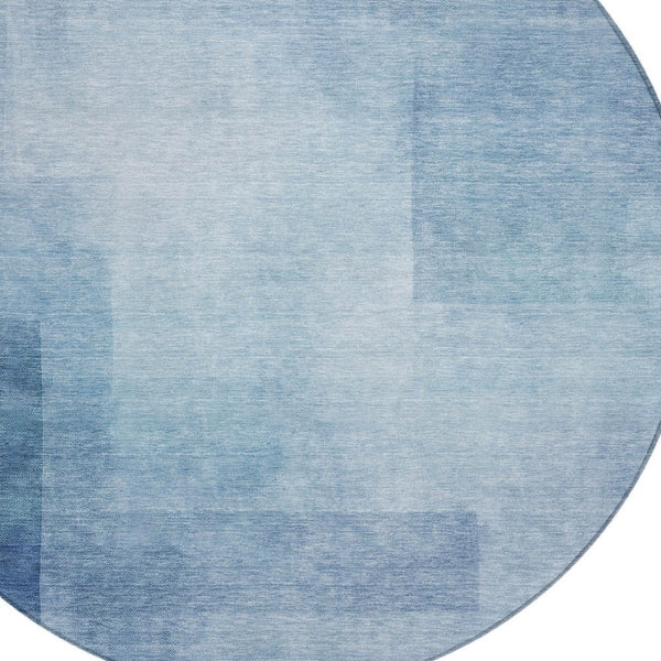 HomeRoots 5' Stylish Blue Geometric Washable Area Rug for Indoor and Outdoor Spaces - Durable & Easy Care 8' Round 608090