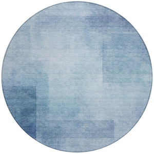 HomeRoots 5' Stylish Blue Geometric Washable Area Rug for Indoor and Outdoor Spaces - Durable & Easy Care 8' Round 608090