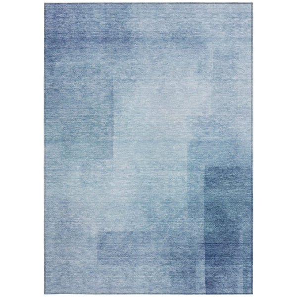 HomeRoots 5' Stylish Blue Geometric Washable Area Rug for Indoor and Outdoor Spaces - Durable & Easy Care 9' X 12' 608092