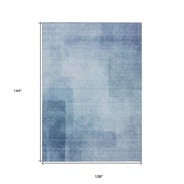 HomeRoots 5' Stylish Blue Geometric Washable Area Rug for Indoor and Outdoor Spaces - Durable & Easy Care 9' X 12' 608092