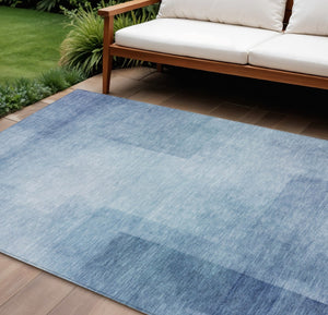 HomeRoots 5' Stylish Blue Geometric Washable Area Rug for Indoor and Outdoor Spaces - Durable & Easy Care 9' X 12' 608092