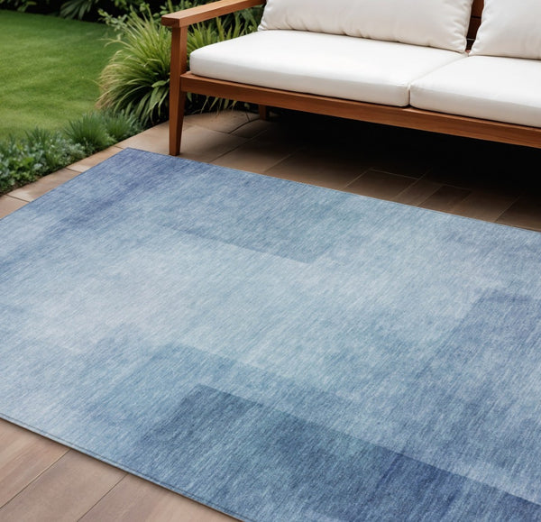 HomeRoots 5' Stylish Blue Geometric Washable Area Rug for Indoor and Outdoor Spaces - Durable & Easy Care 9' X 12' 608092