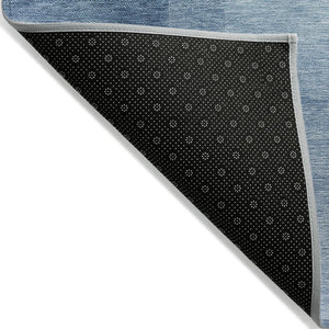 HomeRoots 5' Stylish Blue Geometric Washable Area Rug for Indoor and Outdoor Spaces - Durable & Easy Care 9' X 12' 608092