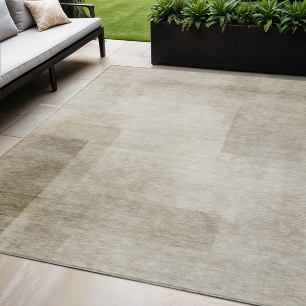 HomeRoots 5' Khaki Geometric Indoor Outdoor Area Rug - Stylish, Washable, Durable, Perfect for High-Traffic Areas 5' X 8' 608095