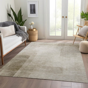 HomeRoots 5' Khaki Geometric Indoor Outdoor Area Rug - Stylish, Washable, Durable, Perfect for High-Traffic Areas 5' X 8' 608095