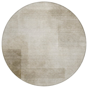 HomeRoots 5' Khaki Geometric Indoor Outdoor Area Rug - Stylish, Washable, Durable, Perfect for High-Traffic Areas 8' Round 608096