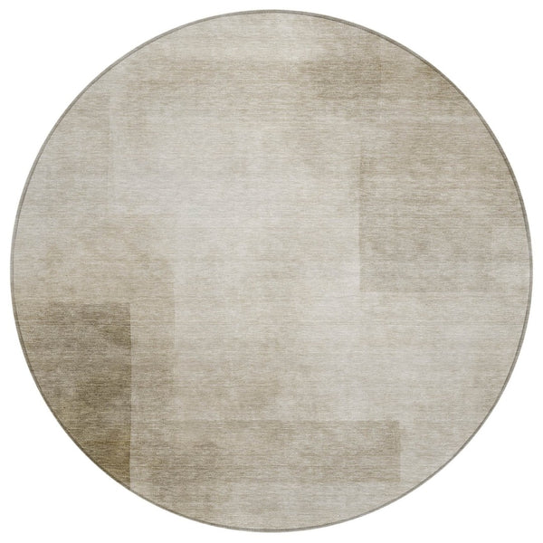HomeRoots 5' Khaki Geometric Indoor Outdoor Area Rug - Stylish, Washable, Durable, Perfect for High-Traffic Areas 8' Round 608096