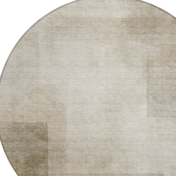 HomeRoots 5' Khaki Geometric Indoor Outdoor Area Rug - Stylish, Washable, Durable, Perfect for High-Traffic Areas 8' Round 608096