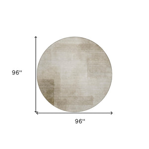 HomeRoots 5' Khaki Geometric Indoor Outdoor Area Rug - Stylish, Washable, Durable, Perfect for High-Traffic Areas 8' Round 608096