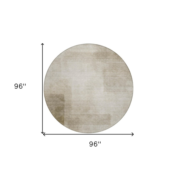 HomeRoots 5' Khaki Geometric Indoor Outdoor Area Rug - Stylish, Washable, Durable, Perfect for High-Traffic Areas 8' Round 608096