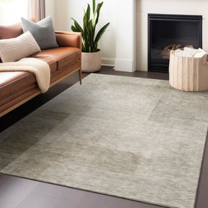 HomeRoots 5' Khaki Geometric Indoor Outdoor Area Rug - Stylish, Washable, Durable, Perfect for High-Traffic Areas 8' X 10' 608097