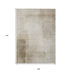 HomeRoots 9' X 12' Khaki Geometric Indoor Outdoor Area Rug – Stylish, Washable, Durable & Easy-Care Design 608098