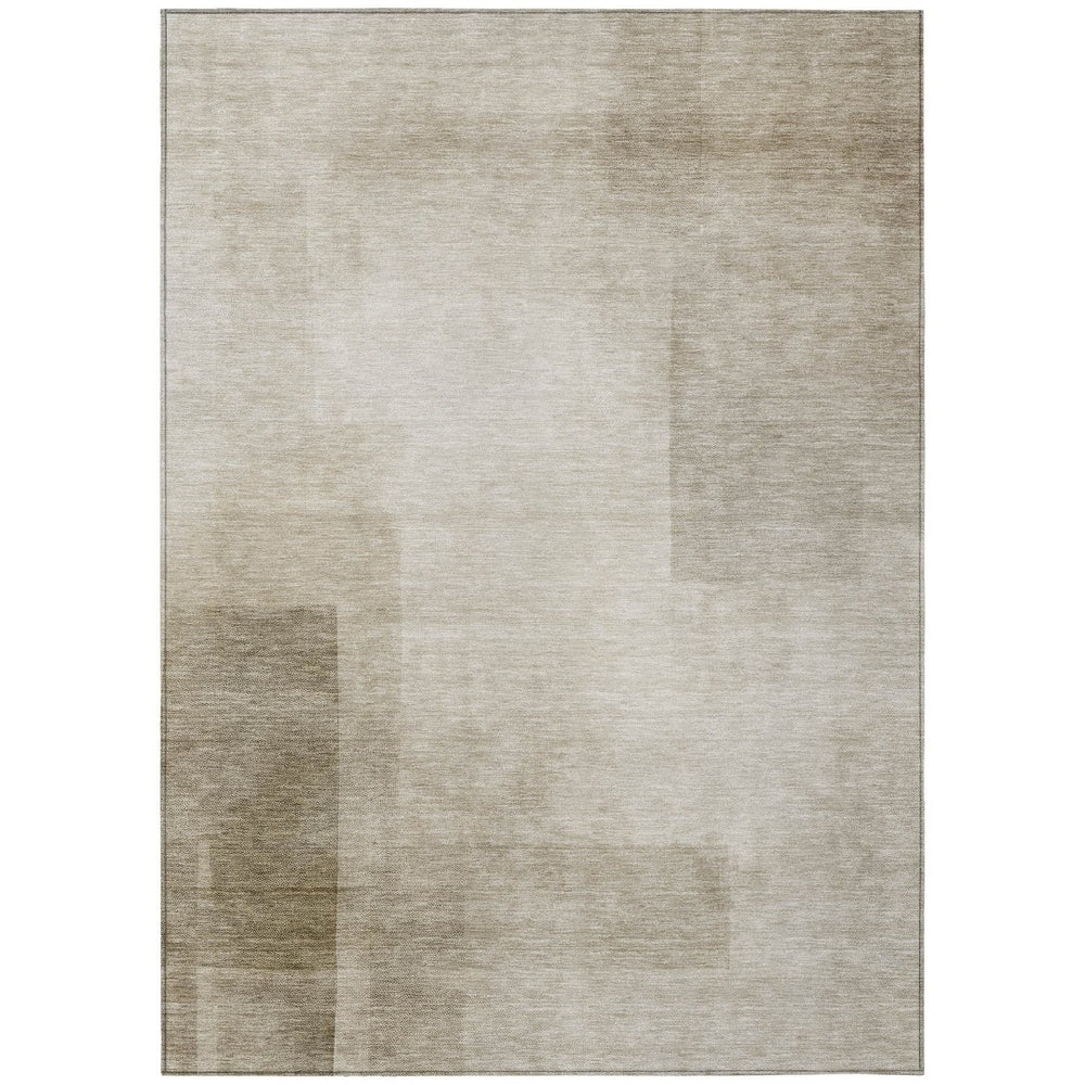 HomeRoots 9' X 12' Khaki Geometric Indoor Outdoor Area Rug – Stylish, Washable, Durable & Easy-Care Design 608098