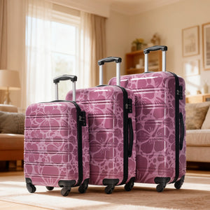 English Elm Hardshell Polycarbonate Luggage Set Three Piece Tsa Lock Spinner Travel Suitcases Pink Purple N732P306618H