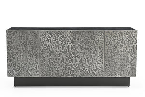 Basset Mirror Sevigny Server: Bold Modern Mango Wood Design With Textured Aluminum Doors & Stylish Storage Solutions Black Wood,Iron,Aluminium 6081-dr-576