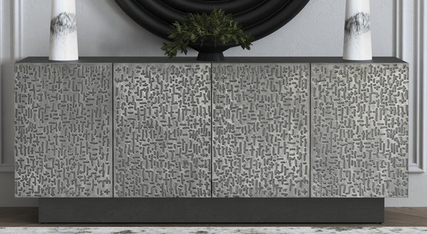 Basset Mirror Sevigny Server: Bold Modern Mango Wood Design With Textured Aluminum Doors & Stylish Storage Solutions Black Wood,Iron,Aluminium 6081-dr-576