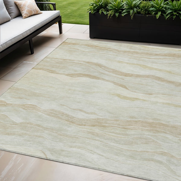 HomeRoots 5' Beige Striped Area Rug - Durable, Washable, and Stylish for Indoor or Outdoor Spaces, Perfect for Pets 5' X 8' 608101