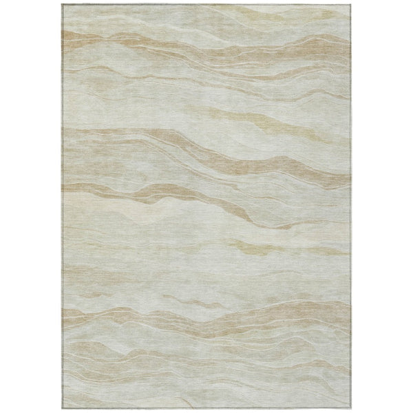 HomeRoots 5' Beige Striped Area Rug - Durable, Washable, and Stylish for Indoor or Outdoor Spaces, Perfect for Pets 5' X 8' 608101