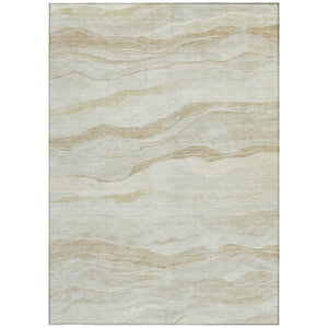 HomeRoots 5' Beige Striped Area Rug - Durable, Washable, and Stylish for Indoor or Outdoor Spaces, Perfect for Pets 5' X 8' 608101