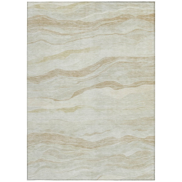 HomeRoots 5' Beige Striped Area Rug - Durable, Washable, and Stylish for Indoor or Outdoor Spaces, Perfect for Pets 5' X 8' 608101