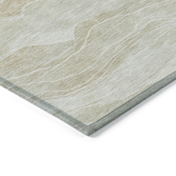 HomeRoots 5' Beige Striped Area Rug - Durable, Washable, and Stylish for Indoor or Outdoor Spaces, Perfect for Pets 8' Round 608102