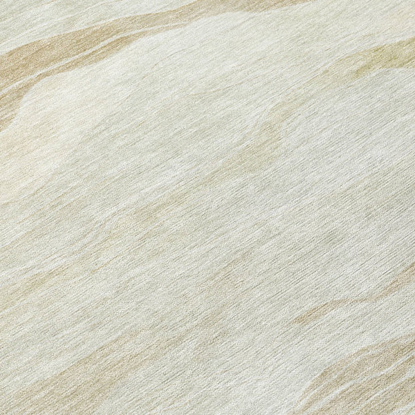 HomeRoots 5' Beige Striped Area Rug - Durable, Washable, and Stylish for Indoor or Outdoor Spaces, Perfect for Pets 8' Round 608102