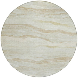 HomeRoots 5' Beige Striped Area Rug - Durable, Washable, and Stylish for Indoor or Outdoor Spaces, Perfect for Pets 8' Round 608102