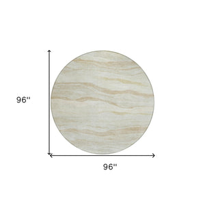 HomeRoots 5' Beige Striped Area Rug - Durable, Washable, and Stylish for Indoor or Outdoor Spaces, Perfect for Pets 8' Round 608102
