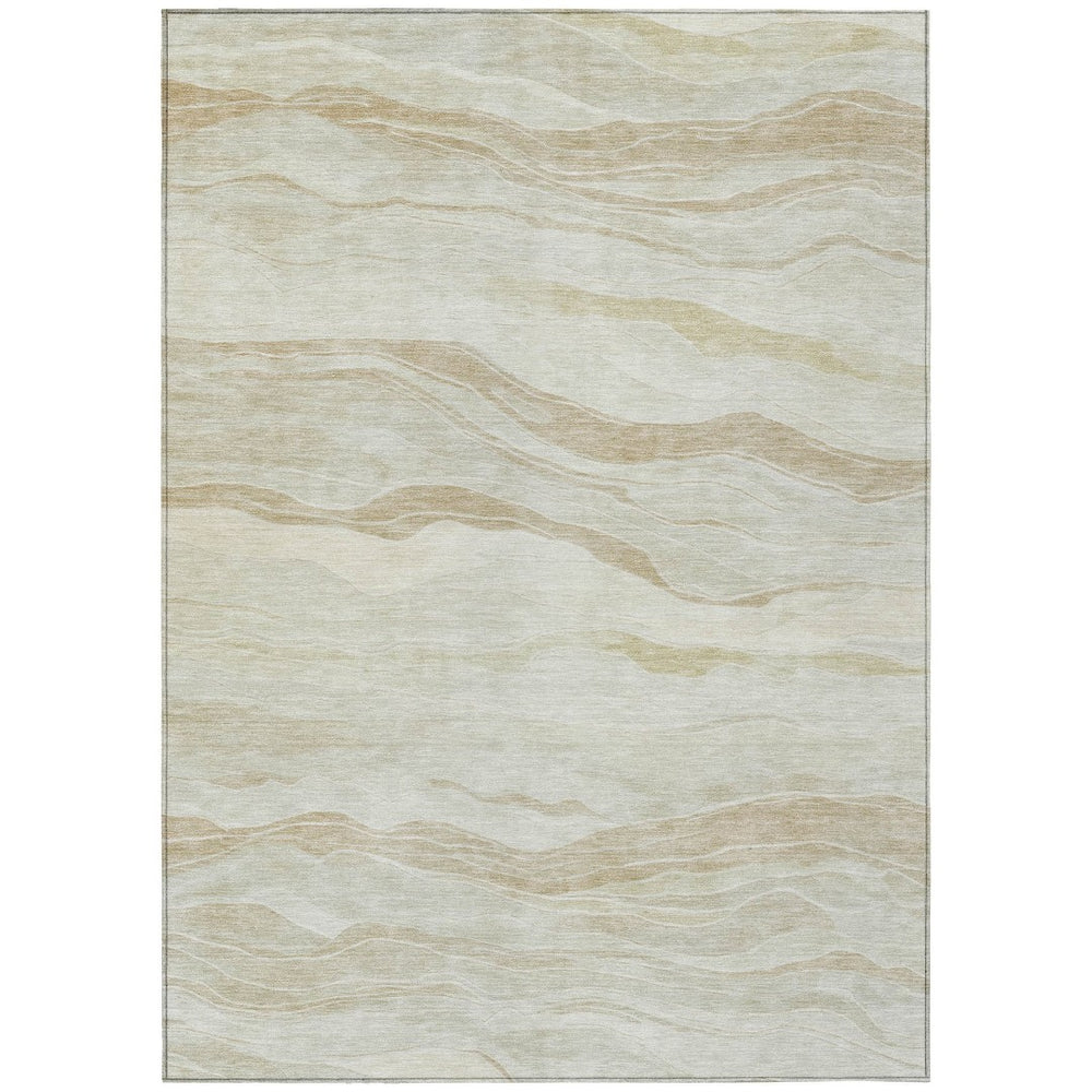 HomeRoots 5' Beige Striped Area Rug - Durable, Washable, and Stylish for Indoor or Outdoor Spaces, Perfect for Pets 10' X 14' 608105