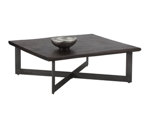 Sunpan Marley Coffee Table – Rustic Acacia Wood and Antique Gunmetal Steel Base for Stylish Living Spaces Square
