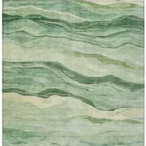 HomeRoots 5' Green Striped Washable Area Rug - Durable, Stylish, Indoor-Outdoor Essential for All Spaces 5' X 8' 608113