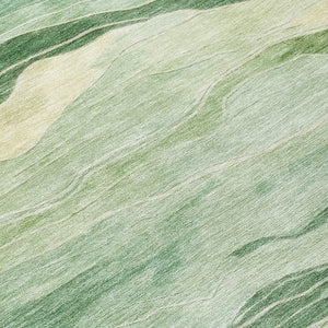 HomeRoots 5' Green Striped Washable Area Rug - Durable, Stylish, Indoor-Outdoor Essential for All Spaces 8' Round 608114