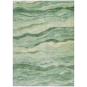 HomeRoots 5' Green Striped Washable Area Rug - Durable, Stylish, Indoor-Outdoor Essential for All Spaces 8' X 10' 608115