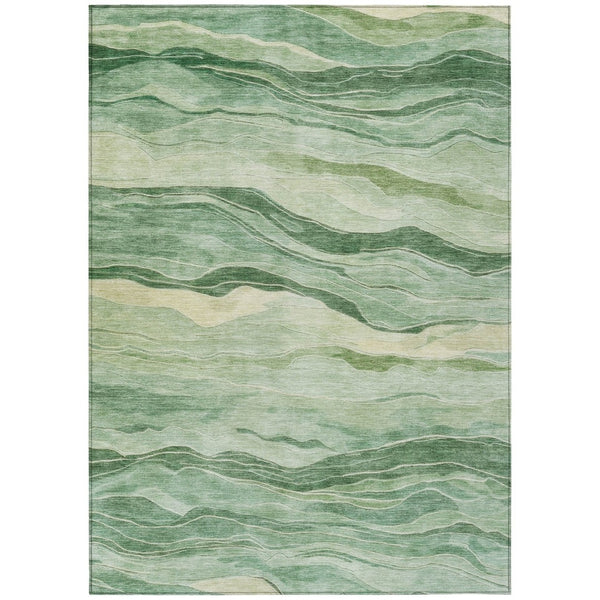 HomeRoots 5' Green Striped Washable Area Rug - Durable, Stylish, Indoor-Outdoor Essential for All Spaces 8' X 10' 608115
