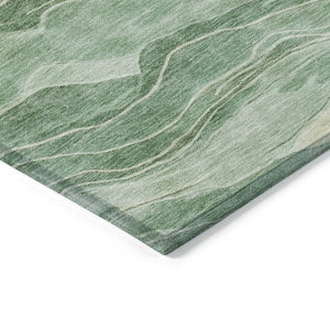 HomeRoots 5' Green Striped Washable Area Rug - Durable, Stylish, Indoor-Outdoor Essential for All Spaces 9' X 12' 608116