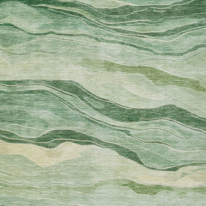 HomeRoots 5' Green Striped Washable Area Rug - Durable, Stylish, Indoor-Outdoor Essential for All Spaces 10' X 14' 608117