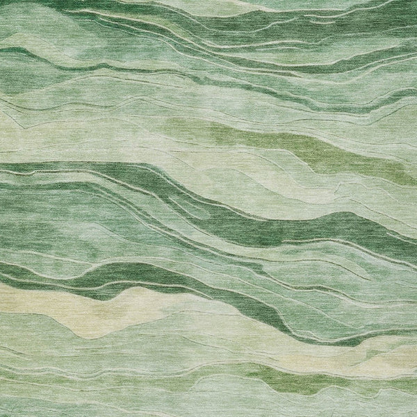 HomeRoots 5' Green Striped Washable Area Rug - Durable, Stylish, Indoor-Outdoor Essential for All Spaces 10' X 14' 608117