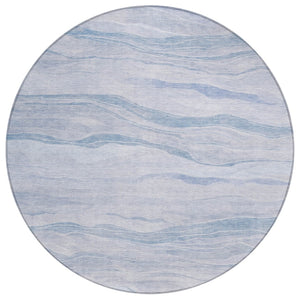 HomeRoots 5' Sky Blue Striped Indoor Outdoor Area Rug – Stylish, Durable, Washable for High-Traffic Spaces 8' Round 608126