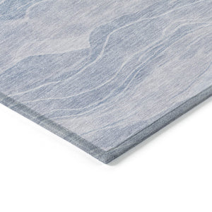 HomeRoots 5' Sky Blue Striped Indoor Outdoor Area Rug – Stylish, Durable, Washable for High-Traffic Spaces 8' Round 608126