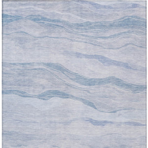 HomeRoots 5' Sky Blue Striped Indoor Outdoor Area Rug – Stylish, Durable, Washable for High-Traffic Spaces 8' X 10' 608127