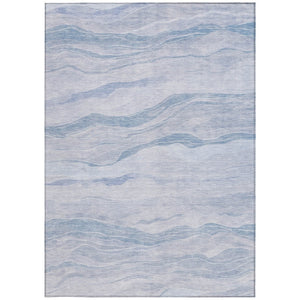 HomeRoots 5' Sky Blue Striped Indoor Outdoor Area Rug – Stylish, Durable, Washable for High-Traffic Spaces 9' X 12' 608128