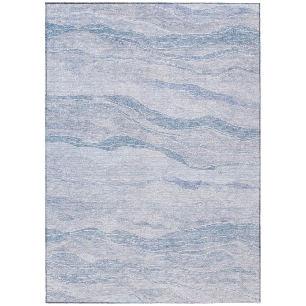 HomeRoots 5' Sky Blue Striped Indoor Outdoor Area Rug – Stylish, Durable, Washable for High-Traffic Spaces 10' X 14' 608129