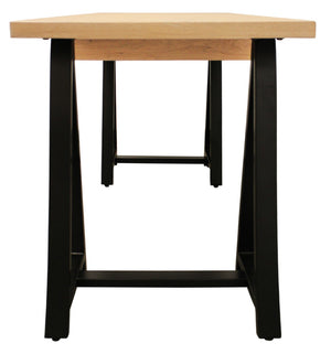HomeRoots 60" Solid Wood and Black Metal Trestle Executive Desk - Stylish, Durable Design for Home & Office 608136