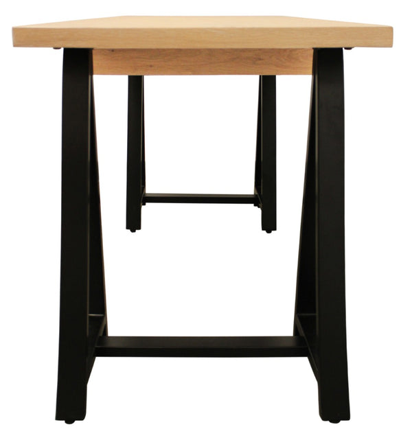 HomeRoots 60" Solid Wood and Black Metal Trestle Executive Desk - Stylish, Durable Design for Home & Office 608136